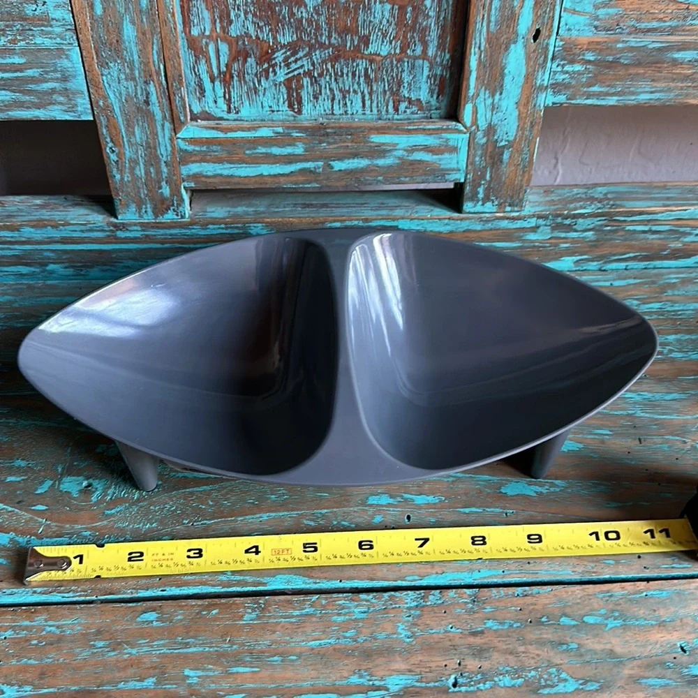 Vibrant Life Plastic/Melamine Atomic Style Double Pet Bowl Gray